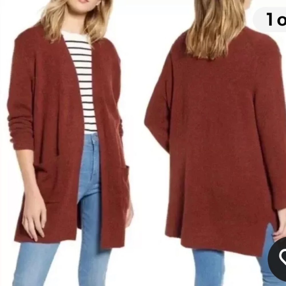 50%offw❤️Madewell Kent Cardigan Open Knit Sweater in Coziest Yarn in Rust Size S